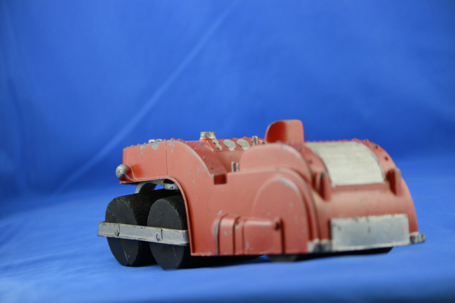 1950's Hubley Steam Roller With Wood Wheels Etsy