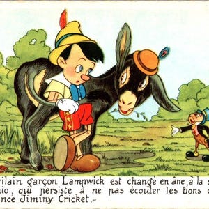 Tema Disney-Pinocchio-Cartolina francese anni '50 A16