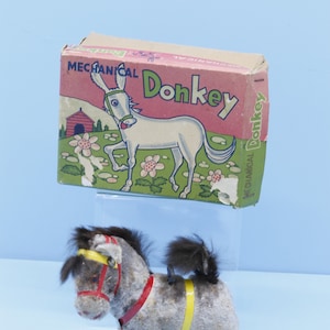 Antique Wind-Up Donkey with box