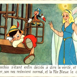 Tema Disney-Pinocchio-Cartolina francese anni '50 A12