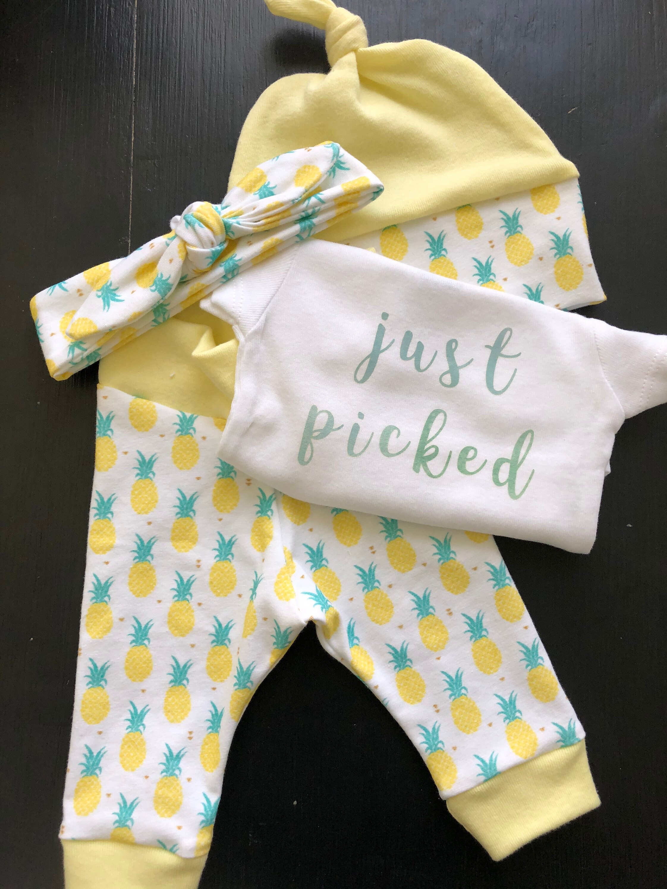 Baby Girl Pineapple Newborn Coming Home Outfit. Pineapple Baby Etsy