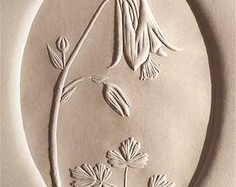 Columbine | Blind Embossed, Limited Edition, Hand-Carved Block Print, Botanical, Native Plants, North Carolina, Appalachian, Blue Ridge