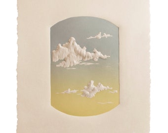 Cumulo | Embossed, Limited Edition, Original Relief Print, Cloud, Sky, 3D Block Print