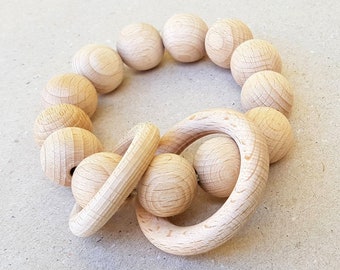 Organic baby gift, Natural Wooden rattle, Round rattle, Natural rattle, Ecological toy, Baby shower gift, Unisex baby gift
