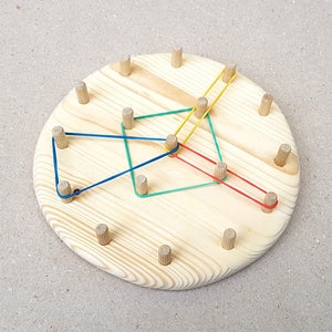 Geoboard, Toddler gift, Clock toy, Peg board, Montessori toy, Educational Toy, Gift for Toddlers, Organic Wooden toy, Rubber band board