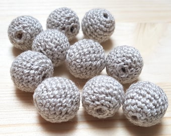 Crochet linen beads 18 mm 5/10 PCS 5/8", Wooden crochet beads, High quality linen beads, Perles rondes, Linen beads, Montessori beads