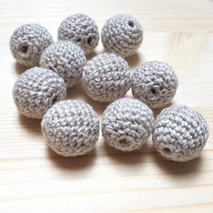Crochet linen beads 18 mm 5/10 PCS 5/8&quot;, Wooden crochet beads, High quality linen beads, Perles rondes, Linen beads, Montessori beads