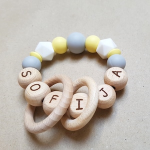 Personalized Gift for newborn, silicone rattle, Personalized baby gift, Baby rattle with name, Baby shower gift, Personalized baby toy