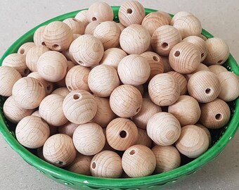 Ausverkauf! Großhandel 20 mm 13/16 '' 10/20/30/50 Stück Holz Perlen Holz Buche Kinderkrankheiten unfertigen natürlichen organischen Perlen liefert Spielzeug