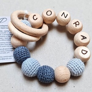 Baby shower gift, Personalized baby rattle, Personalized baby toy, Unisex baby gift, Gift for baby, Rattle with name, Grey baby gift