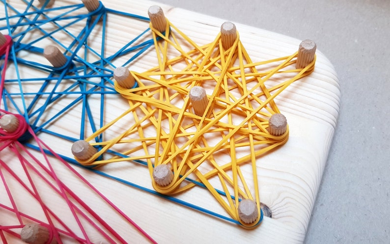 Montessori geoboard, HOGE KWALITEIT, Pegboard, ontwikkelingsspeelgoed, educatief speelgoed, wiskunde voor peuters, rubberen bandbord, Holz Spielzeug afbeelding 3