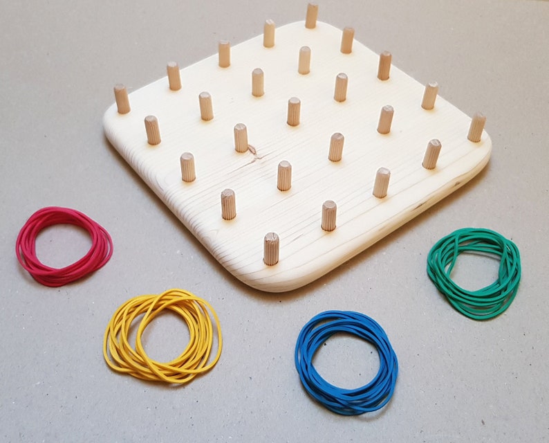 Montessori geoboard, HOGE KWALITEIT, Pegboard, ontwikkelingsspeelgoed, educatief speelgoed, wiskunde voor peuters, rubberen bandbord, Holz Spielzeug afbeelding 7