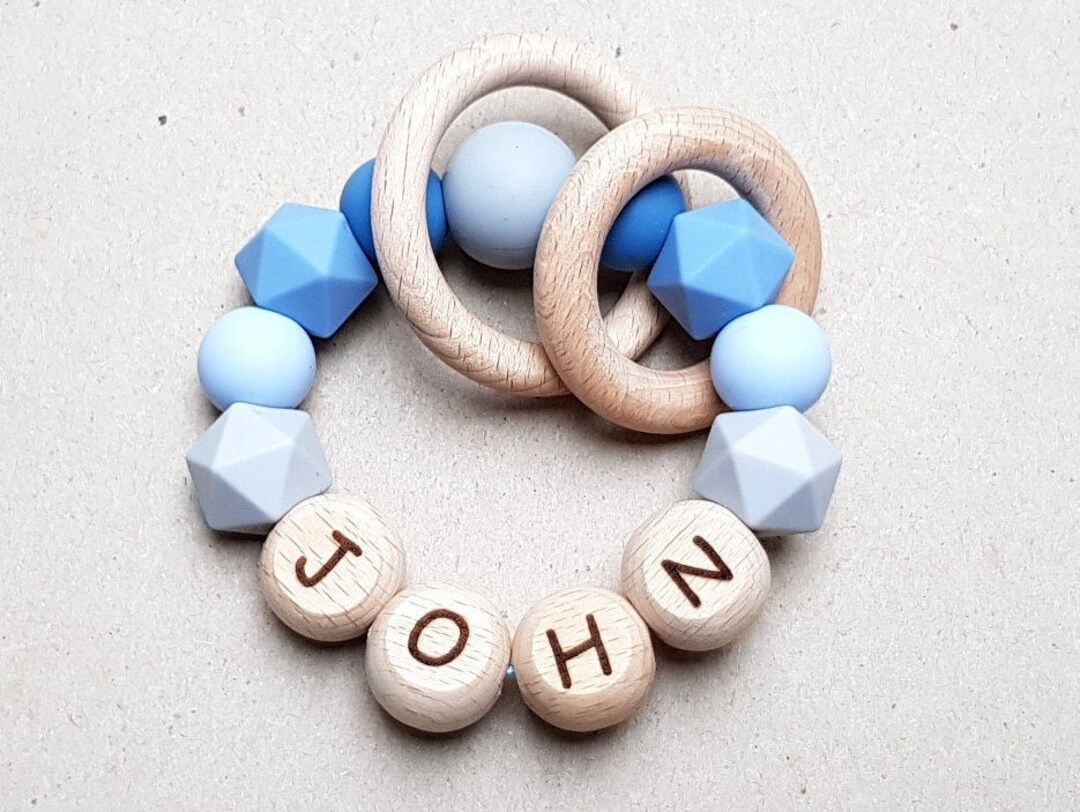 Personalized Baby Rattle, Personalized Silicone Rattle, Baby Boy Shower