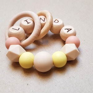 Personalized silicone rattle, Personalized baby gift, Baby rattle with name, Baby shower gift, Personalized baby toy, Gift for newborn