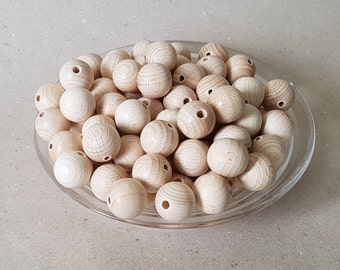 18 mm 11/16'' wooden beads, 10/20/30 pcs, Beech Wooden beads, Unfinished natural organic beads, Beads supplies, Round natural beads