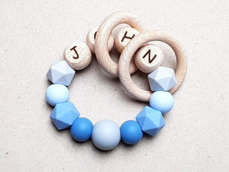 Personalized baby rattle Personalized silicone rattle Baby Etsy
