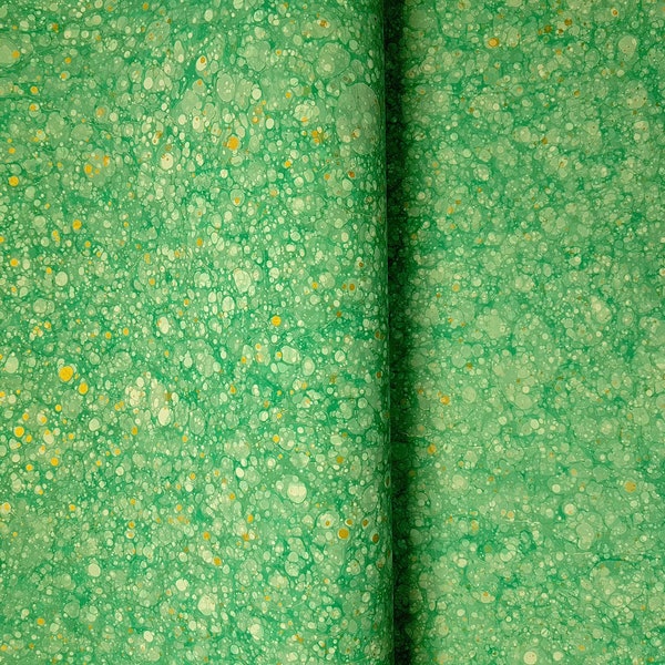 Sea Green Stone Marbled Paper x 2.A1 - for bookbinding, découpages and paper crafts