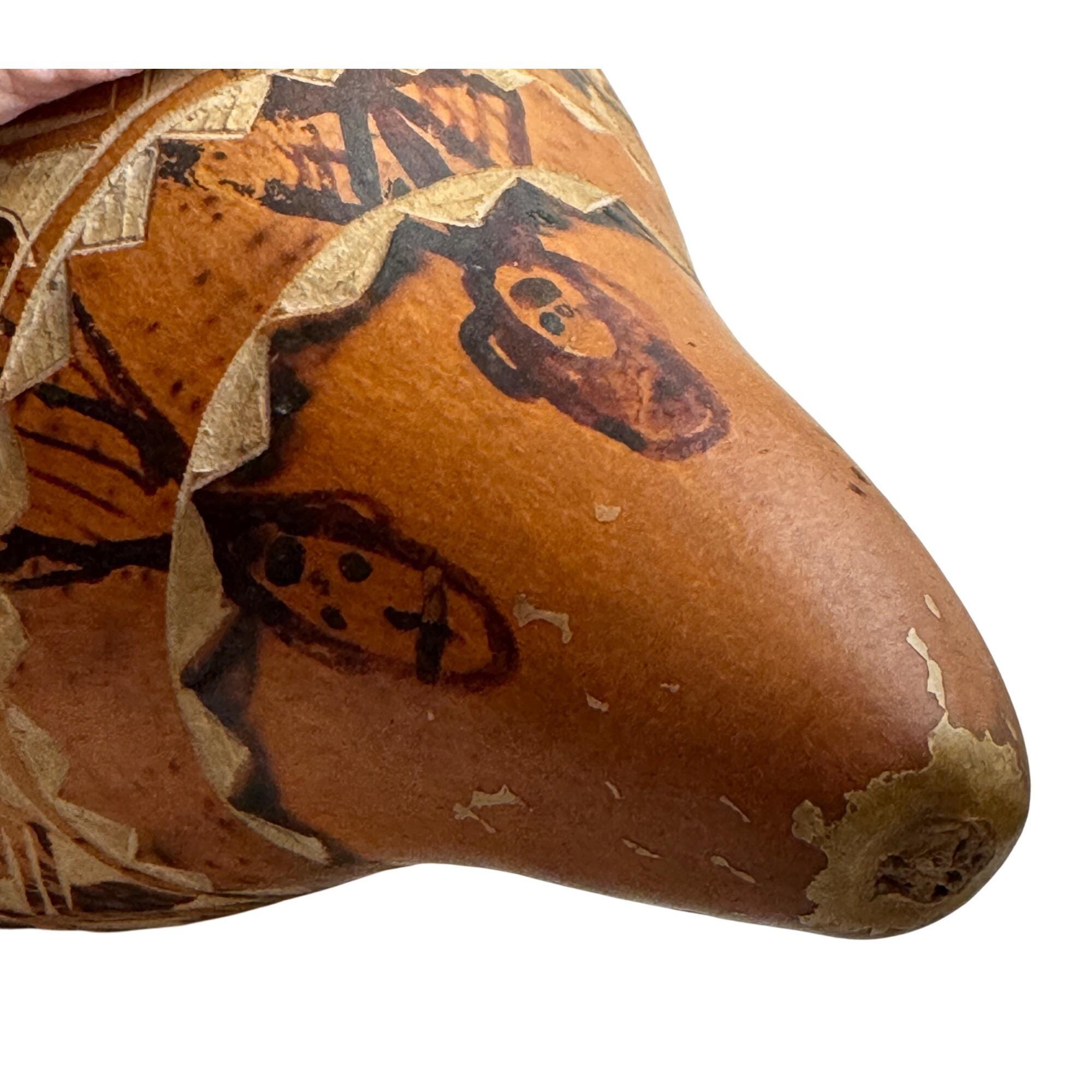 Hand Carved Peruvian Gourd Rattle Folk Art Tribal Ethnic Decor Artisan ...