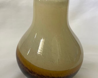 Vintage Sharad Mundgeblasenes Kunstglas Braun & Creme Ombré Swirl