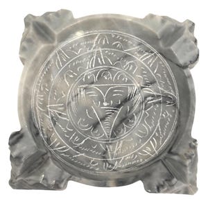Vintage Marble Elephant Hand-Carved Gray Aztec Style Decor Tribal Tobacciana Made in Mexico