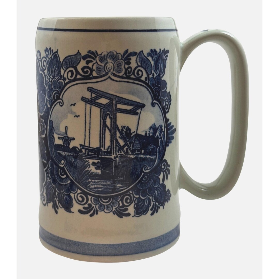 Blauw Delfts Handpainted Ceramic Mug Dutch Windmill Scene Made in ...