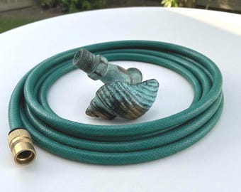 Vintage Brass Conch Shell Faucet Spigot Verdigris Patina Garden Tap Coastal Nautical Decor
