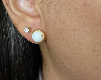 White studs Tiny post earrings, small round earrings, Gold filled dainty earrings, Minimal stud earrings, small earrings, simple earrings