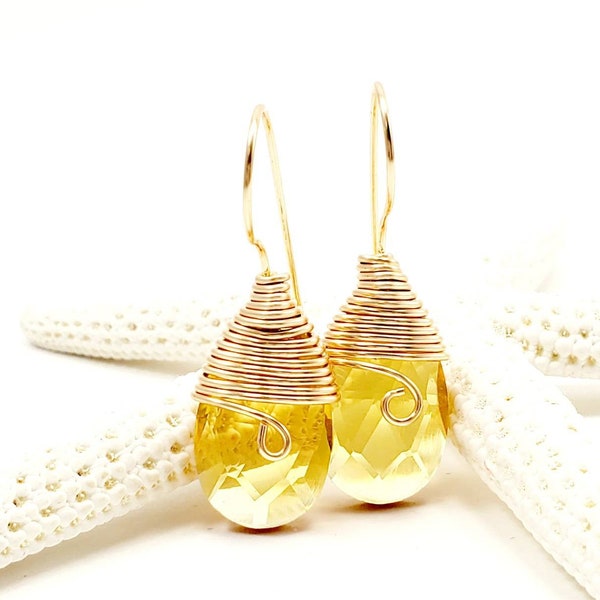 Yellow statement earrings, Citrine earrings, Tear drop earrings, Crystal Bridal earrings Gold, Large geometric earrings, Geometric earrings