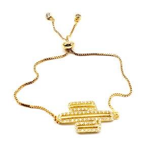 Pulseira de cacto dourado, Pulseira de ouro delicada, Pulseira minimalista, Pulseira ocidental, Pulseira de ouro fina,
