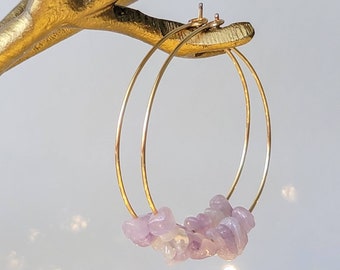 Lavender Jade earrings, Jade hoop earrings, Thin hoop earrings, Crystal hoop earrings, Lavender Chinese Jade Earrings