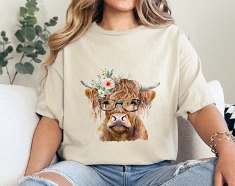 Highland Cow shirt, Cute Cow shirt, Western Crewneck, Highland Cow Shirt, Koe Geschenken, Koe Shirt, Highland Cow, Land Vneck TShirt