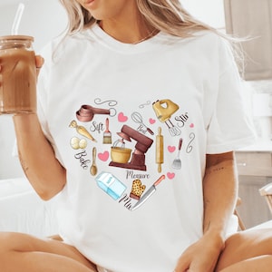 Bäcker-Herz-Shirt, Backliebhaber-Shirt, Back-T-Shirt, Bäcker-Shirts, Backgeschenke, Backgeschenke für Sie, Liebe zum Backen, Bäckerei-Geschenke