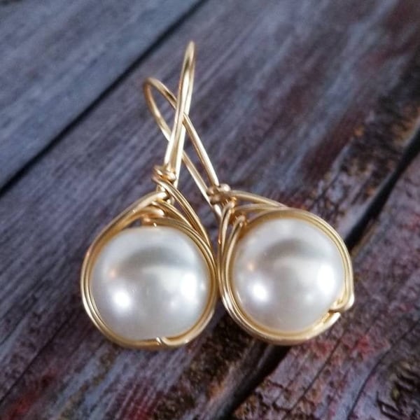 Grandes boucles d’oreilles en perles, boucles d’oreilles Real Pearl mariage, boucles d’oreilles en perles demoiselle d’honneur, boucle d’oreille de mariage en perles, cadeau de fête des mères, cadeau de maman