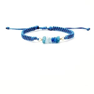 Aquamarine Macrame Bracelet, Aquamarine bracelet, Friendship bracelet, Wax cord bracelet, Waterproof bracelet, Adjustable cord bracelet