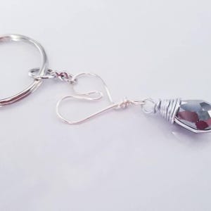 Crystal Heart Keychain, Gemstone Heart Keyring, Christmas Gifts for Her, Healing Stone Bag Charm, Stocking Stuffer for Women, Secret Santa Silver