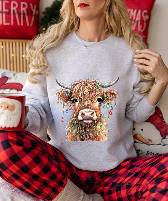 thumbnail image 2 of Highland Cow Sweatshirt Western Animal Shirt Cottagecore Summer Gift For Her Cowgirl Shirt Graphic Cottage Core Funny Cow Shirts Cute Cows 2 of 13