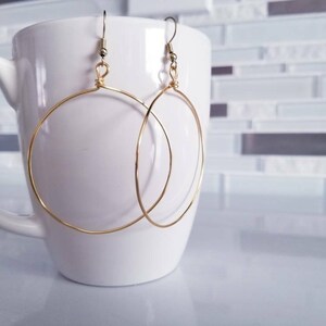 Gold filled hoop, Thin hoop earrings, Big hoop earrings, Gold filled hoop earrings, Thin gold hoop earrings, Large thin hoop earrings, zdjęcie 4