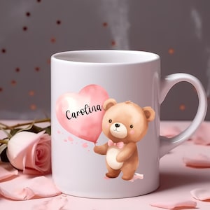 Personalized Teddy bear mug, Valentine teddy mug, teddy bear cup, teddy cup, Cute teddy bear love mug, bear romantic mug, anniversary gift