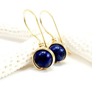 Lapis Lazuli Earrings, minimalistic birthstone earrings,dainty birthstone earrings, birthstone huggie earrings,stoned earrings,gift for- her