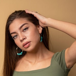 Turquoise hoop earrings, Large thin hoop earrings, big hoops, extra thin hoop, gold thin hoop, thin gold hoops everyday earrings