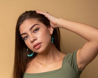 Turquoise hoop earrings, Large thin hoop earrings, Big Hoops, Extra Thin Hoop, Gold Thin Hoop, Thin Gold Hoops Everyday Earrings, Hers Gift