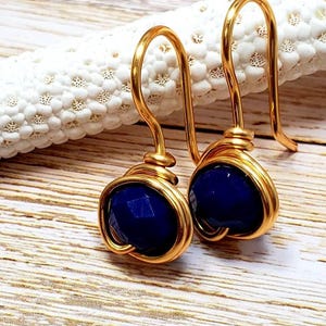 Navy Blue Round Earrings, Tiny drop Earrings, Navy Crystal Earrings Dangle, Blue Navy Bridal Earrings Bridal Dark Blue Earrings Gift For Her