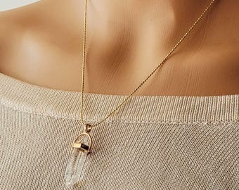 Clear Quartz Necklace, Clear Quartz Point Necklace, minimaliste necklace, mom dainty necklace, Healing crystal necklace,  giftful necklace