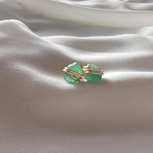 Genuine Aventurine Gemstone Stud Earrings, Raw Crystal Earrings, Birthstone Post Earrings, Natural Gemstones, Mothers day gift, gift for mom