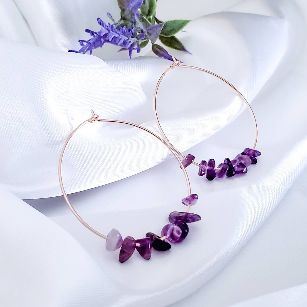 Tabby Hoop Earrings Amethyst main image 0