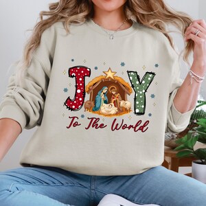 Pull de scène de la Nativité, Sweat-shirt de Noël chrétien, Chemise de la Nativité de Noël, Nativité de l’histoire vraie, Cadeaux de Noël religieux, Tee-shirt Jésus