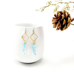 Crystal Earrings, Quartz Hoop Earrings, Stacked Stone Drop Earrings, Dropping earring, Stoned earrings, Minimaliste earrings, Wife gifted