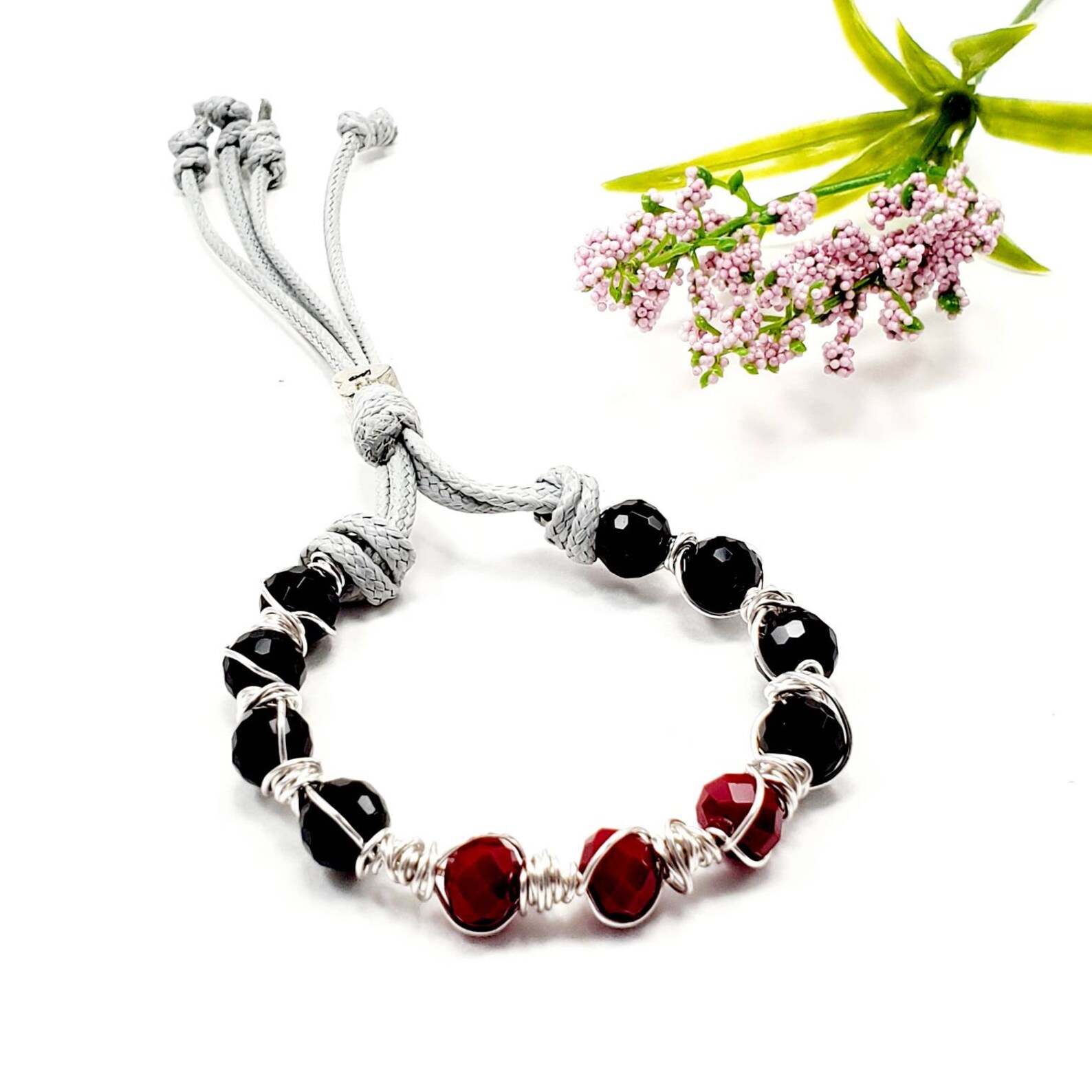 Black and Red Bracelet adjustable bracelet for women black Etsy