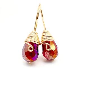 Dainty crystal earrings, Dropping Earrings, Single Earring, Minimalist earrings, Huggie earring, Gold Filled Earrings, Bridal Bridesmaid