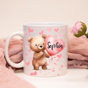 Personalized Teddy bear mug, Valentine teddy mug, teddy bear cup, teddy cup, Cute teddy bear love mug, bear romantic mug, anniversary gift